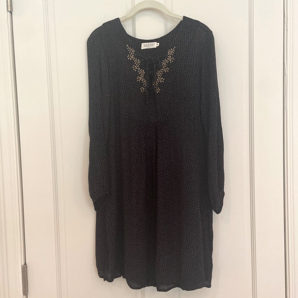 Velvet by Graham & Spencer Lightweight Dotted Lace Up Tunic Dress size medium